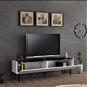 TV állvány Oppdal 154x37x45cm fehér / márvány, fekete