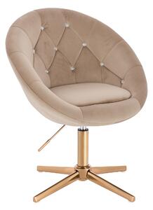HR8516CCROSS Latte modern velúr szék arany lábbal