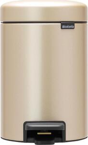 BRABANTIA NewIcon pedálos hulladékgyűjtő szagmentesen záródó Soft-Close fedél műanyag tartály 3L - V méret acél aranyfényű - 304408