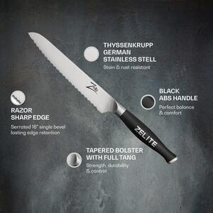 Zelite Infinity by Klarstein Comfort Pro, 6" univerzális kés, fogazott él, 56 HRC, rozsdamentes acél