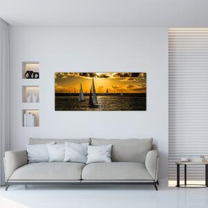 Jacht a naplementében képe (120x50 cm)