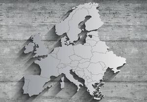 Fotótapéta - Ezüst európai térkép 3D hatással (152,5x104 cm)