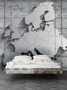 Fotótapéta - Ezüst európai térkép 3D hatással (152,5x104 cm)