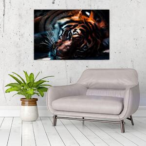 Egy fekvő tigris képe (90x60 cm)