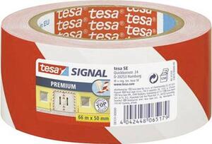 Veszély jelző szalag (H x Sz) 66 m x 50 mm, piros, fehér 58131-00-00 TESA, tartalom: 1 tekercs