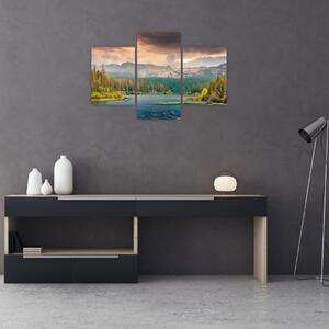 Egy kép a hegyi folyó és a hegyek (90x60 cm)