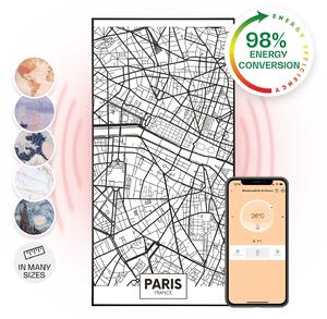 Klarstein Wonderwall Air Art Smart, infravörös fűtőtest, Párizs térképe, 60 x 120 cm, 700 W