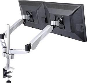 2-szeres monitor tartó, asztalra szerelhető, gáznyomásos technika, Grommet- és C csíptetővel, SpeaKa Professional Flex