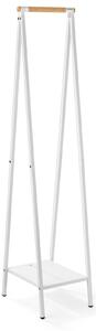 BRABANTIA Linn Clothes Rack Compact ruhatartó állvány. 340x1700x476mm kompakt méret. 1db alsó teli polc. bambusz rúd. acél váz. fehér - 229862