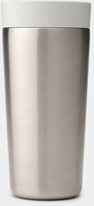 Brabantia Make&Take Insulated Flask duplafalú termoszbögre 360ml, hideg és meleg italok számára, szivárgásmentes, snap lid fedél, r.m. acél, világosszürke - 228704