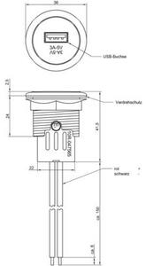 Beépíthető USB dugaszoló aljzat 12/24V, 3A, Procar