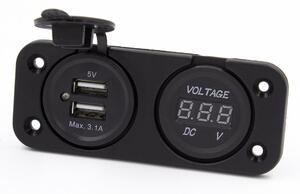 Maxspeed USB ALJZAT DUPLA VOLTMÉRŐVEL DIGITÁLIS 12/24V SZERELHETŐ (56ST2316)