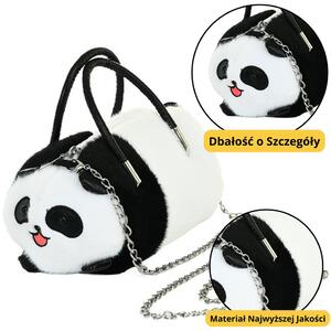 Plüss Panda Táska Fogantyú Fém Lánc Fekete Fehér 20Cm – 22441