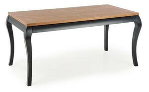 Asztal Houston 1202, Sötét tölgy, Fekete, 77.5x80x160cm, Hosszabbíthatóság, Természetes fa furnér, Váz anyaga, Bükkfa