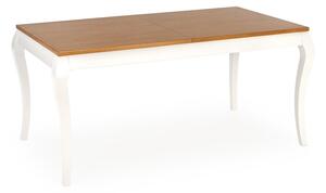 Asztal Houston 1202, Fehér, Sötét tölgy, 77.5x80x160cm, Hosszabbíthatóság, Természetes fa furnér, Váz anyaga, Bükkfa