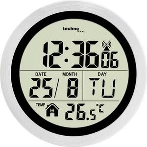 Techno Line Rádiójel vezérlésű digitális fürdőszobai falióra 14,7 x 7,9 cm, ezüst, (WT3005)