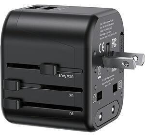 UTAZÓ TÖLTŐ 2 USB ALJZAT 12W, EU, UK, US, AU
