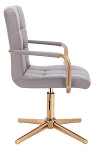 HC1015PCROSS Szürke modern műbőr szék arany lábbal