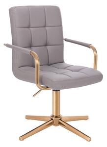 HC1015PCROSS Szürke modern műbőr szék arany lábbal