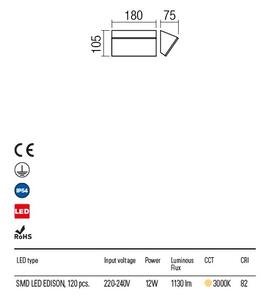 JAPO-kültéri-LED-fali-lámpa-sötétbarna-IP54-12W-3000K-18x10-cm