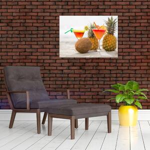 Ananász és csésze képe a strandon (70x50 cm)