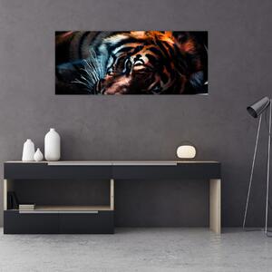 Egy fekvő tigris képe (120x50 cm)