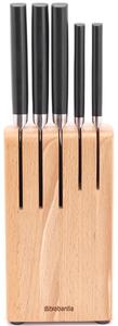 BRABANTIA Profile Slice & Dice konyhai késtartó blokk. 5db késsel. r.m. acél. bükkfa - 260483