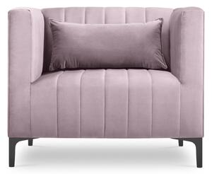 MICADONI ANNITE világos rózsaszín bársony fotel fekete talppal