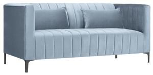 Világoskék bársony kétüléses kanapé MICADONI ANNITE 160 cm fekete talppal