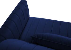 Sötétkék bársony kétüléses kanapé MICADONI ANNITE 160 cm fekete talppal