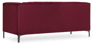 Borvörös bársony kétüléses kanapé MICADONI ANNITE 160 cm fekete talppal