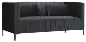 Sötétszürke bársony kétüléses kanapé MICADONI ANNITE 160 cm fekete talppal