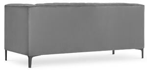 Világosszürke bársony kétüléses kanapé MICADONI ANNITE 160 cm fekete talppal