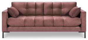 Rózsaszín bársony háromszemélyes kanapé MICADONI MAMAIA 177 cm