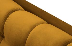 Sárga bársony háromszemélyes kanapé MICADONI MAMAIA 177 cm