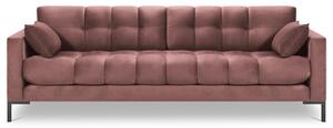 Rózsaszín bársony négyszemélyes kanapé MICADONI MAMAIA 217 cm