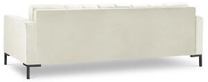 Krémszínű bársony négyszemélyes kanapé MICADONI MAMAIA 217 cm