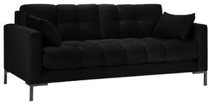 Fekete bársony háromszemélyes kanapé MICADONI MAMAIA 177 cm