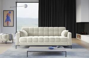 Krémszínű bársony négyszemélyes kanapé MICADONI MAMAIA 217 cm