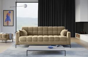 Bézs bársony négyszemélyes kanapé MICADONI MAMAIA 217 cm