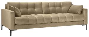 Bézs bársony négyszemélyes kanapé MICADONI MAMAIA 217 cm