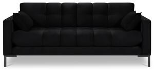 Fekete bársony háromszemélyes kanapé MICADONI MAMAIA 177 cm
