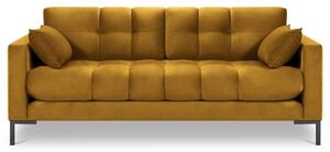 Sárga bársony négyszemélyes kanapé MICADONI MAMAIA 217 cm