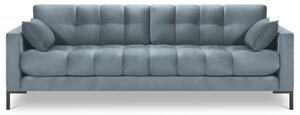 Világoskék bársony négyszemélyes kanapé MICADONI MAMAIA 217 cm