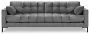 Szürke bársony négyszemélyes kanapé MICADONI MAMAIA 217 cm