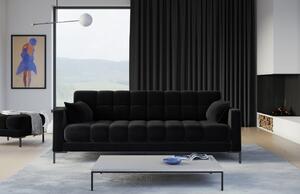 Fekete bársony négyszemélyes kanapé MICADONI MAMAIA 217 cm