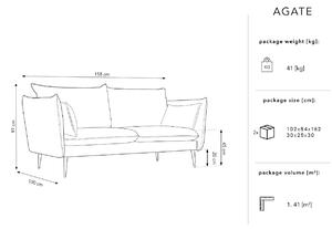 Világosszürke bársony kétüléses kanapé MICADONI AGATE 158 cm, arany alappal