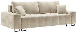 Bézs bársony háromszemélyes kanapéágy MICADONI BYRON 250 cm