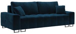 Királykék bársony háromszemélyes kanapéágy MICADONI BYRON 250 cm