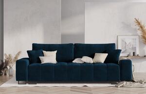 Királykék bársony háromszemélyes kanapéágy MICADONI BYRON 250 cm